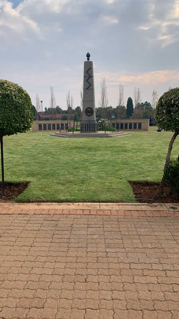 The view of the needle of the National Gunners' Memorial in Potchefstroom.